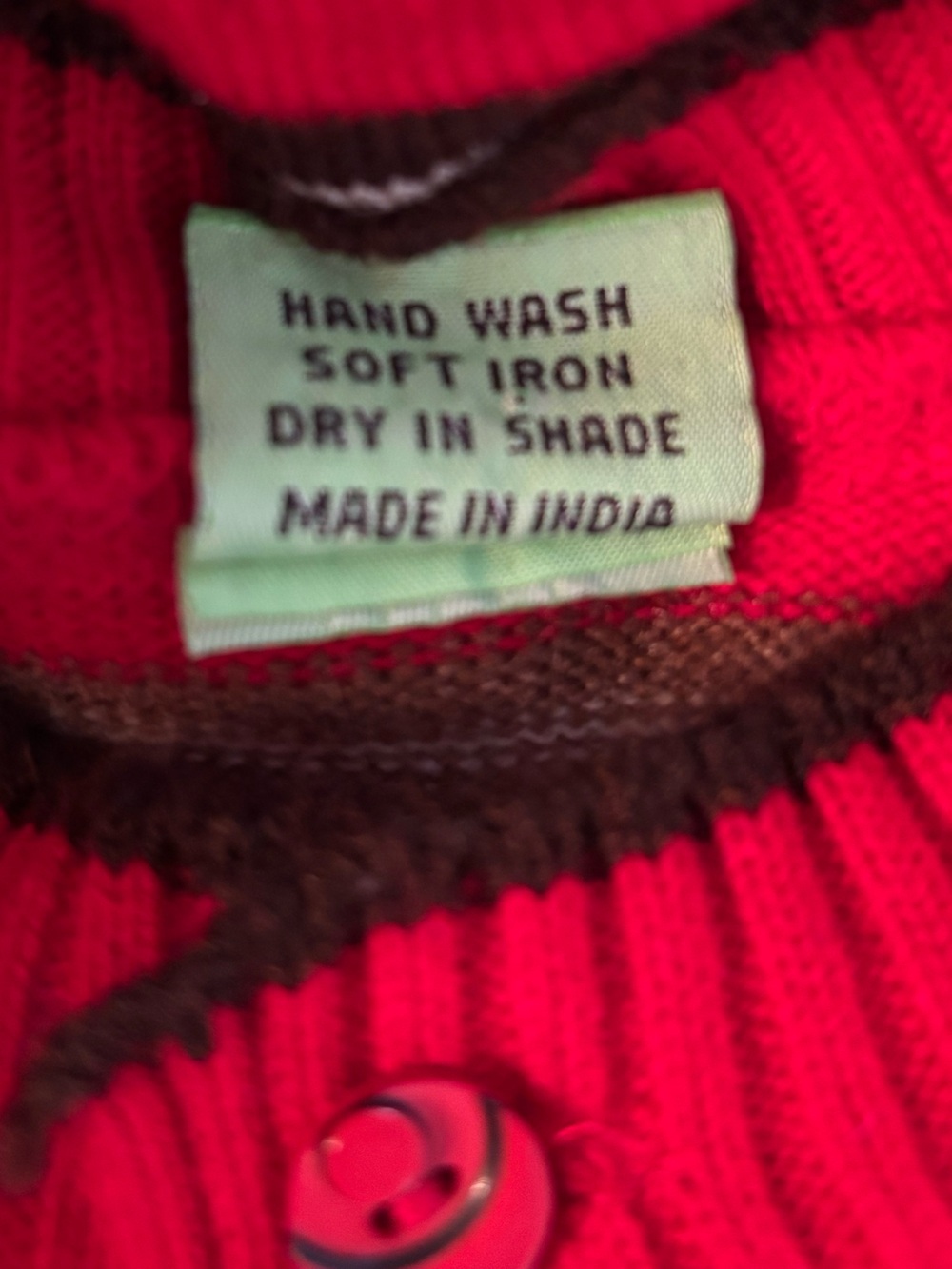 Red Patterned Button-Front Sweater - Picture 5 of 5